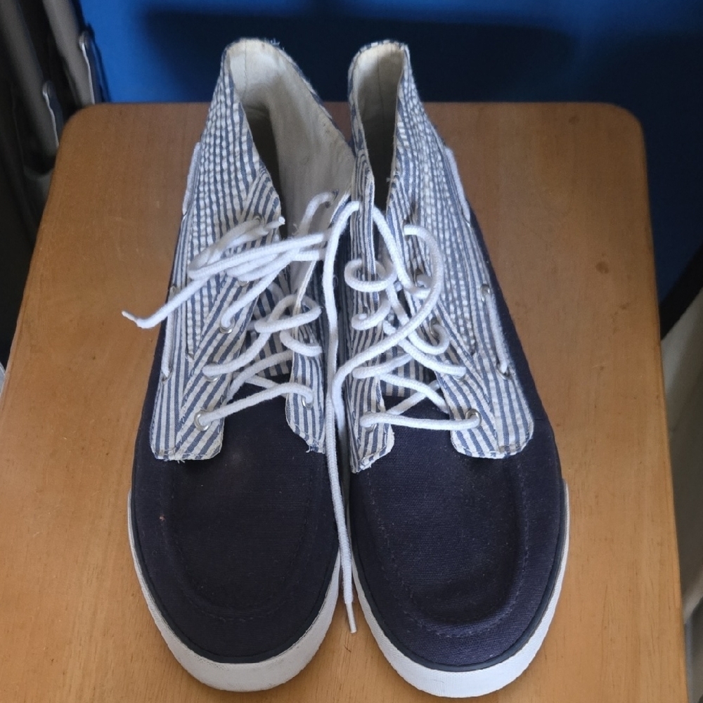 Polo Ralph Lauren Striped High-Top Sneakers Somewhat Worn
